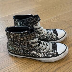 Sparkly Black Kids High-Top Sneakers (used)